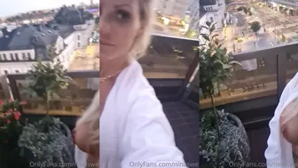 Nina Sweden Shows Her Big Titties At Balcony