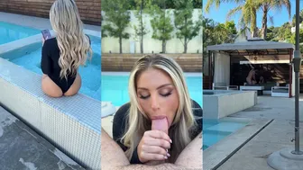 Blonde Kayley Gunner Gives A Head By The Pool