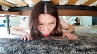Asian Lillie Nue Stuck Under The Bed