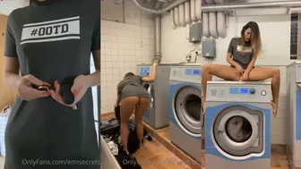 Emisecrets Rides A Dildo In A Public Laundry Shop